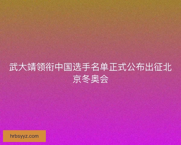 武大靖领衔中国选手名单正式公布出征北京冬奥会